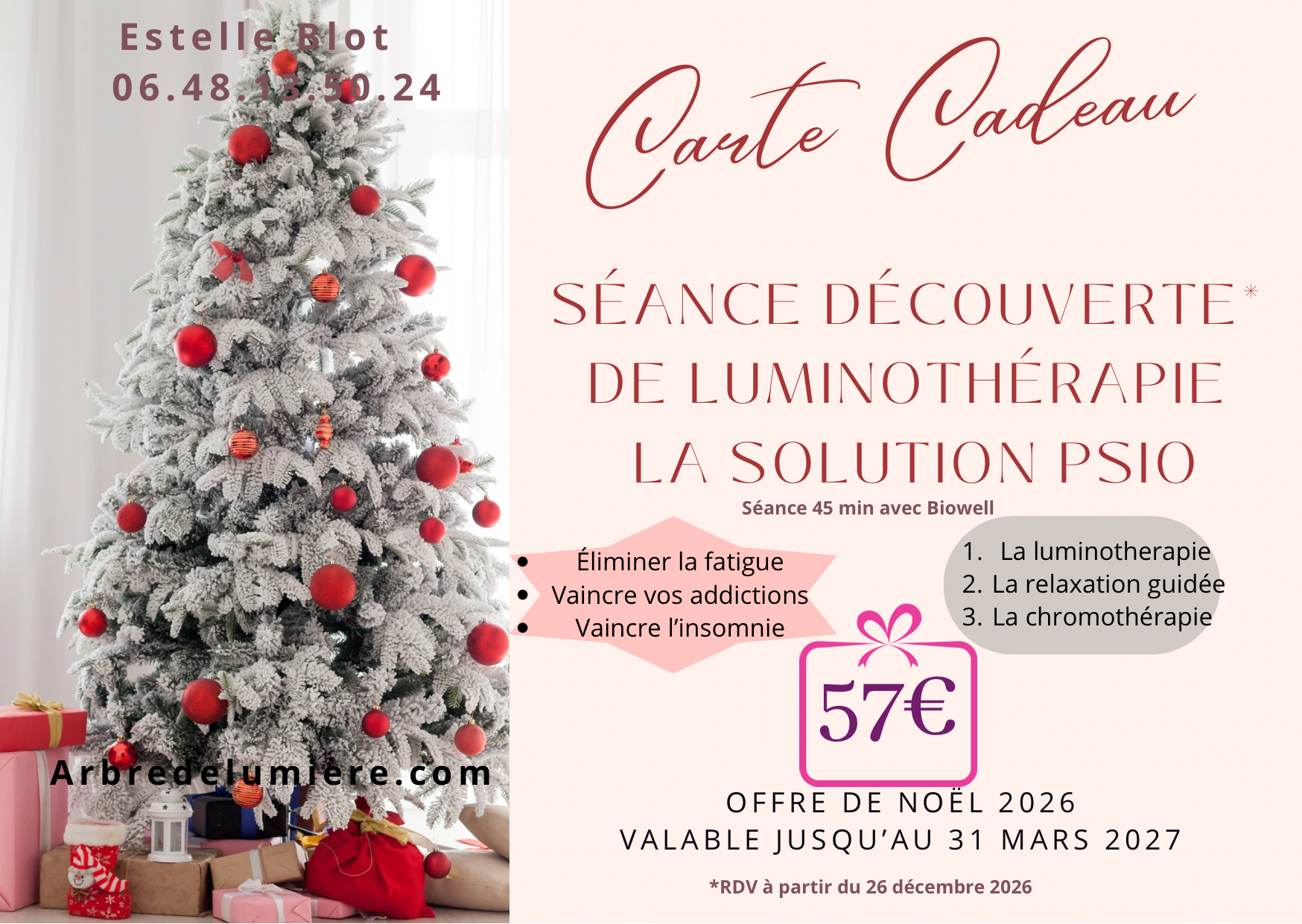 Carte cadeau de Noël luminothérapie PSIO