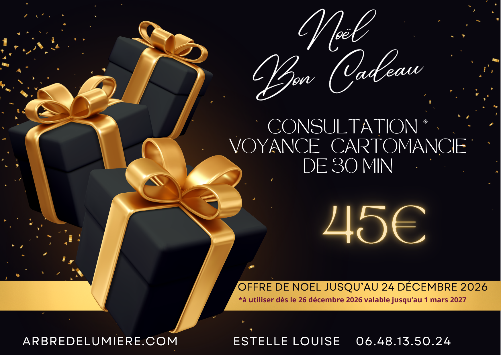 Carte cadeau de Noël consultation de voyance